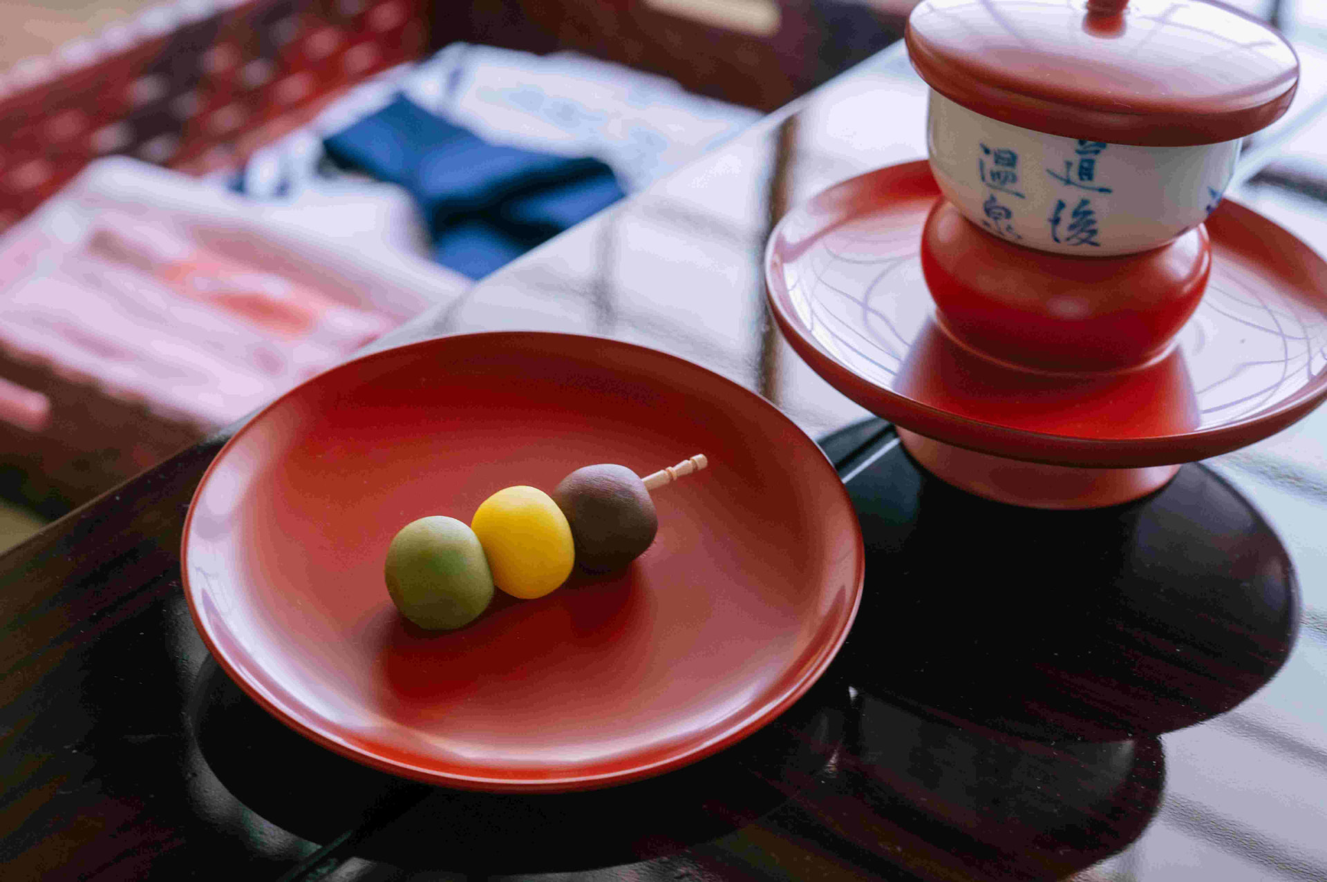Botchan dango sweet dumplings at Dogo Onsen